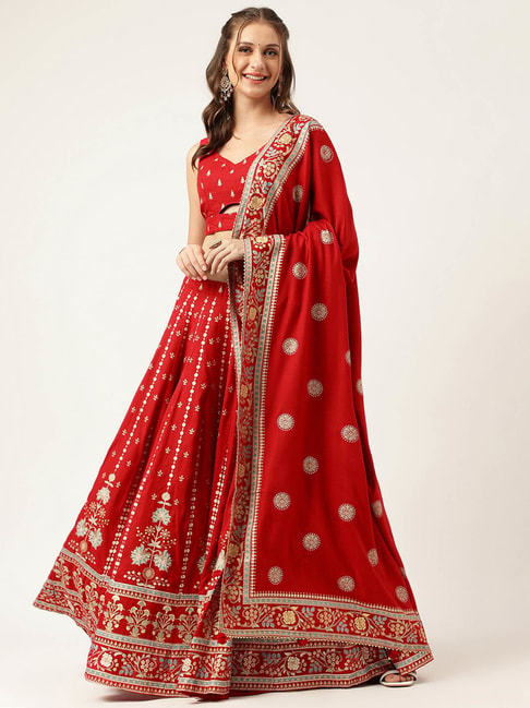 Buy Cute Maroon Gaji Silk Wedding Lehenga Choli With Bandhani Dupatta -  Zeel Clothing