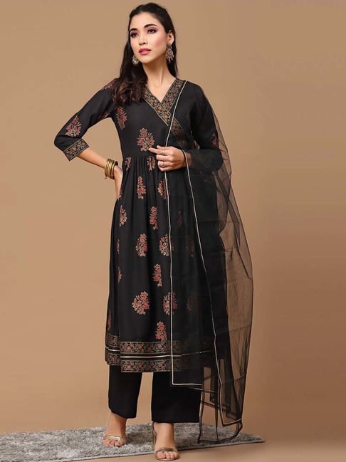 Plus Size Georgette Embroidery Palazzo Pant Suit In Black Colour SS2710572