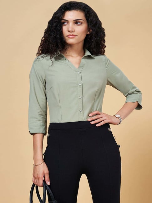 Annabelle by Pantaloons Olive Green Shirt-picture-13