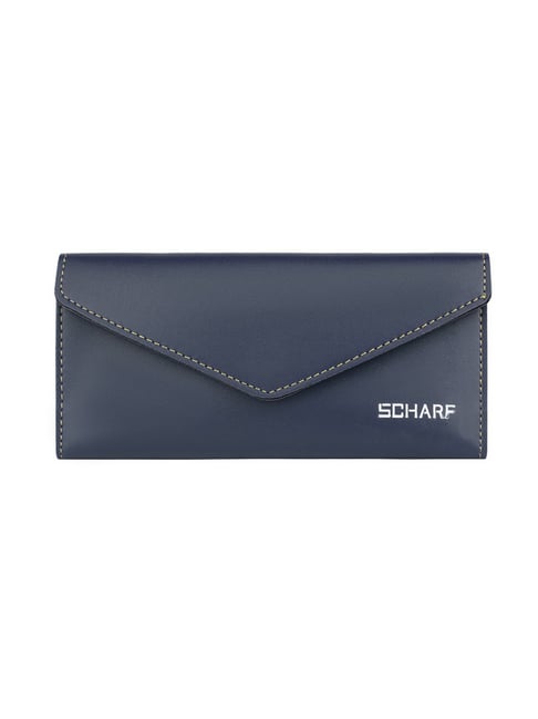SCHARF Blue Solid Bi-Fold Wallet for Women