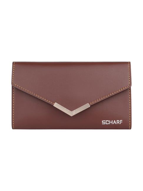 SCHARF Brown Solid Bi-Fold Wallet for Women