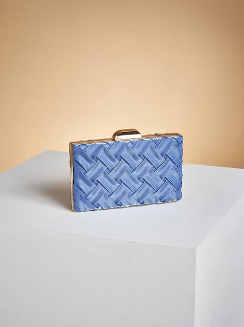 Forever Glam by Pantaloons Blue Woven Small Clutch