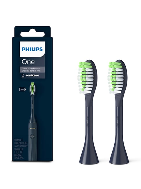 Philips One by Sonicare 2 Toothbrush Replacement Heads (Midnight Blue,  BH1022/04)