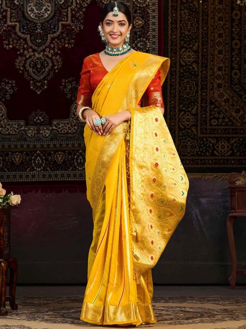Hot Pink & Golden Blend Kanjivaram Silk Saree – Ethnos