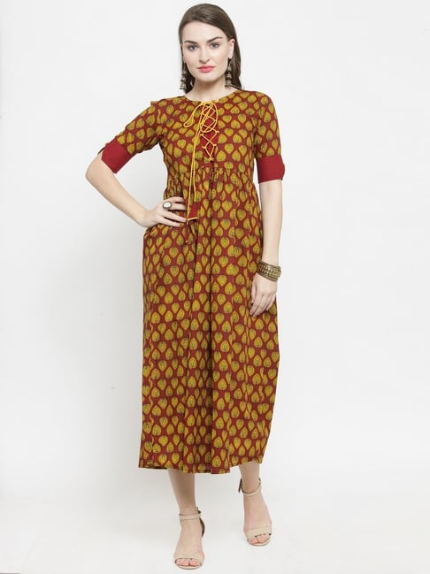 Maroon and yellow clearance dress