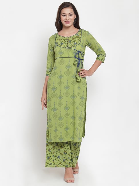 Indibelle Green Cotton Printed Straight Kurta-picture-41