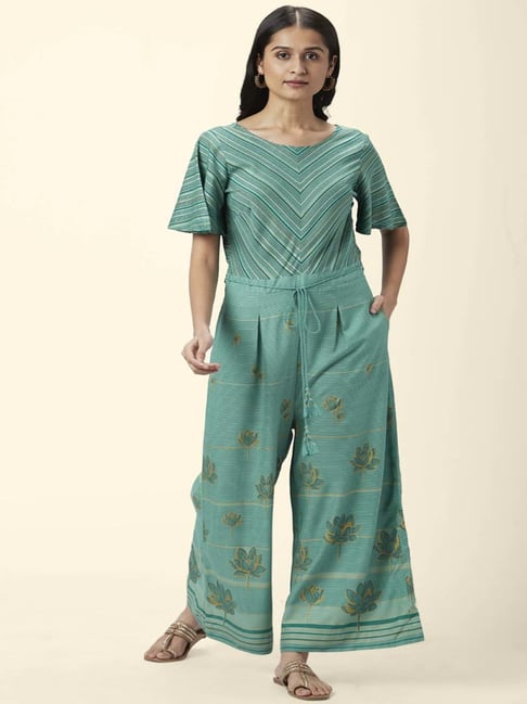 Akkriti by Pantaloons Green Printed Jumpsuit