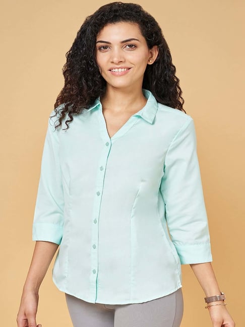 Annabelle by Pantaloons Aqua Blue Regular Fit Shirt-picture-39