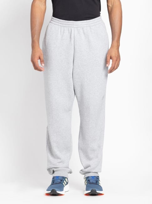 Adidas Grey Cotton Loose Fit Striped Sports Joggers