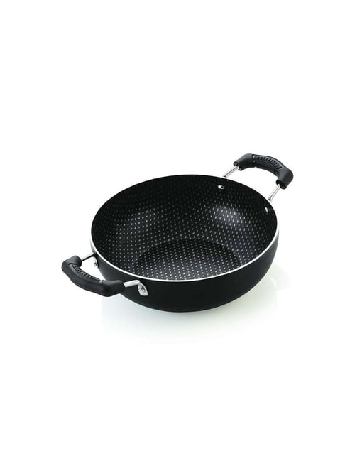 Nirlon Black Aluminium 22 cm Non-Stick Kadhai (1.8 L)