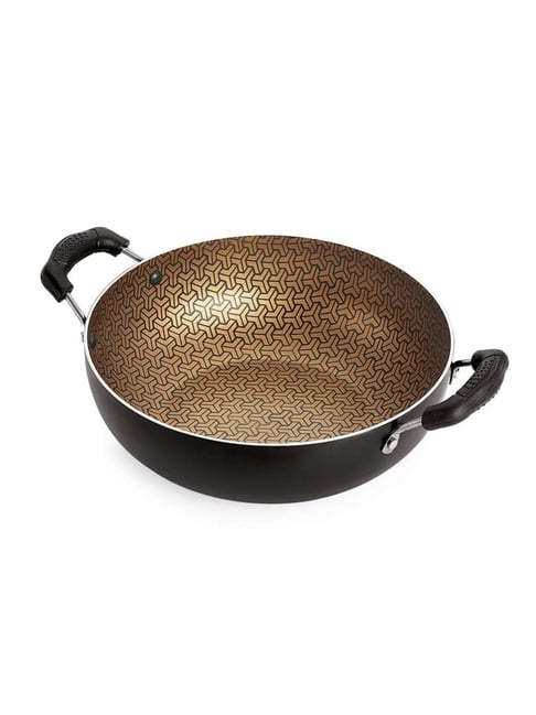 Nirlon Majesty Gold Aluminium 22 cm Non-Stick Kadhai (2.25 L)