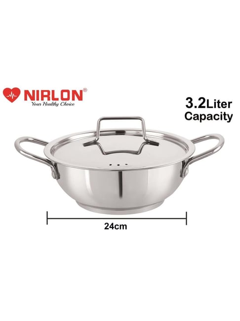 Vinod Platimum Triply Stainless Steel nonstick Kadai with Lid 4.5