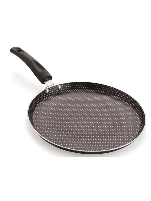 Nirlon Polka Dot Black Aluminium 26 cm Gas Non-Stick Flat Tawa (0.5 L)