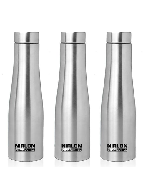 Stainless Steel Water Bottle Set of 3 - 1 Litre each Silver