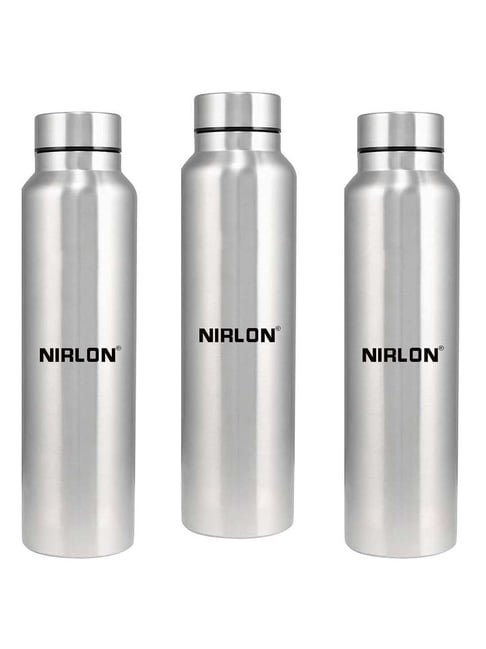 Stainless Steel Water Bottle Set of 3 - 1 Litre each Silver