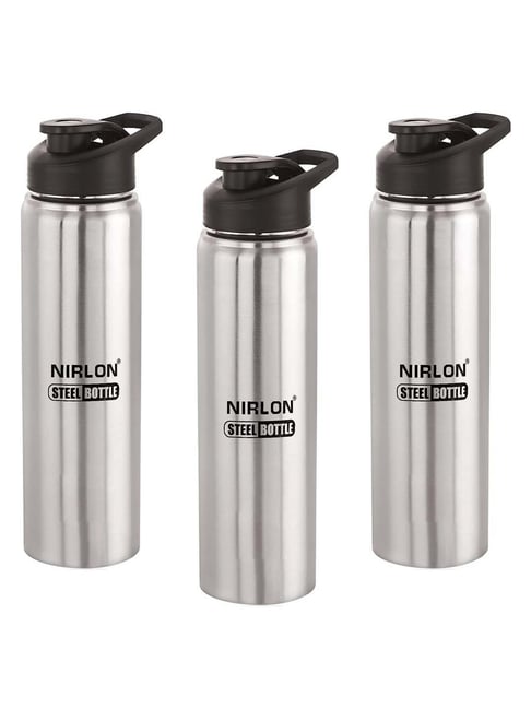 Nirlon Josh Silver Stainless Steel Water Bottle (1 L) - Set of 3