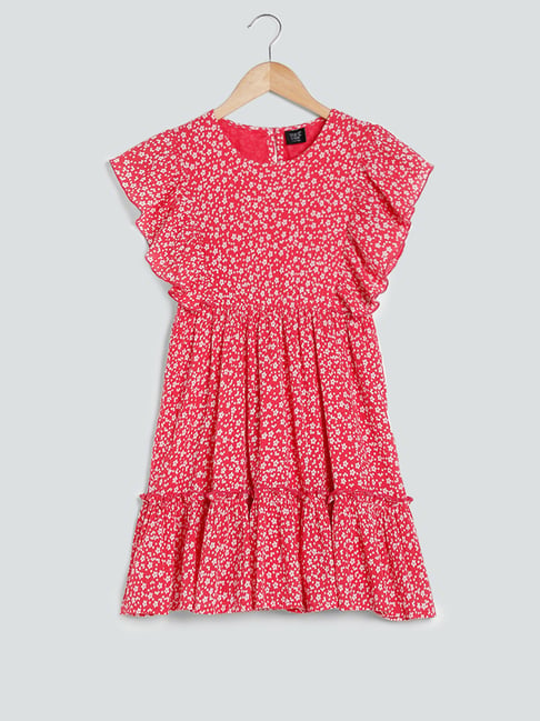 Y&F by Westside Pink Floral Printed A-Line Dress