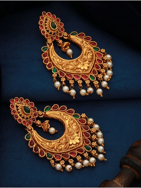 Traditional Chandbali Earring with Gold Beads