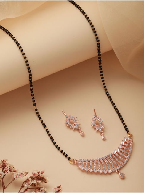 Latest Design Gold Plated Mangalsutra with Earrings Set with Free Gift