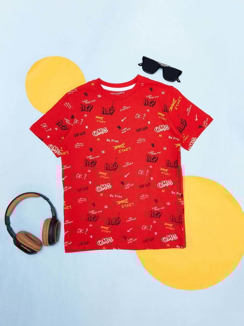 Pantaloons Junior Red Cotton Printed T-Shirt-picture-39