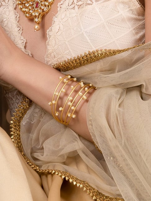 Dainty Pearl Copper 18K Gold Designer Chain Bracelet For Women – ZIVOM