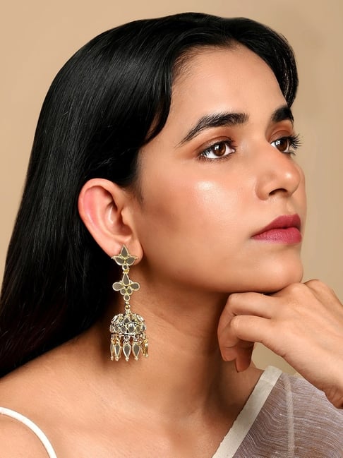 Teejh Gold-Plated Fulki Oxidized White Earrings for Women-picture-33