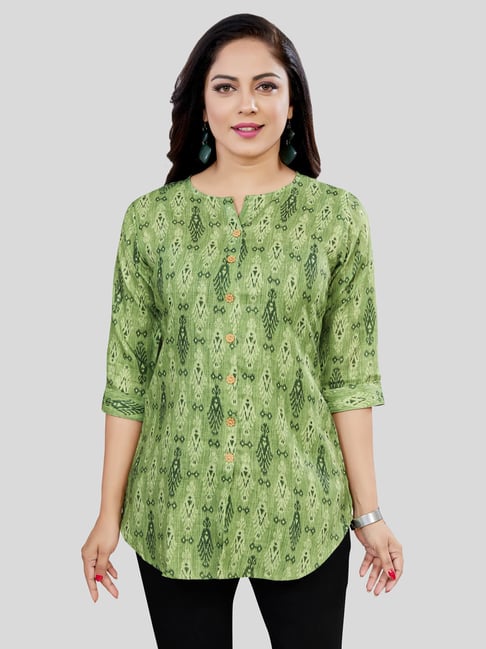 Saree Swarg Green Printed A Line Kurti-picture-16