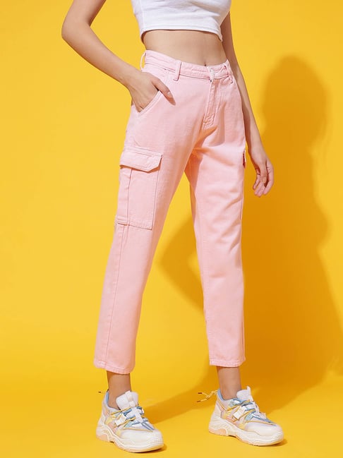 Belliskey Light Pink Regular Fit High Rise Jeans