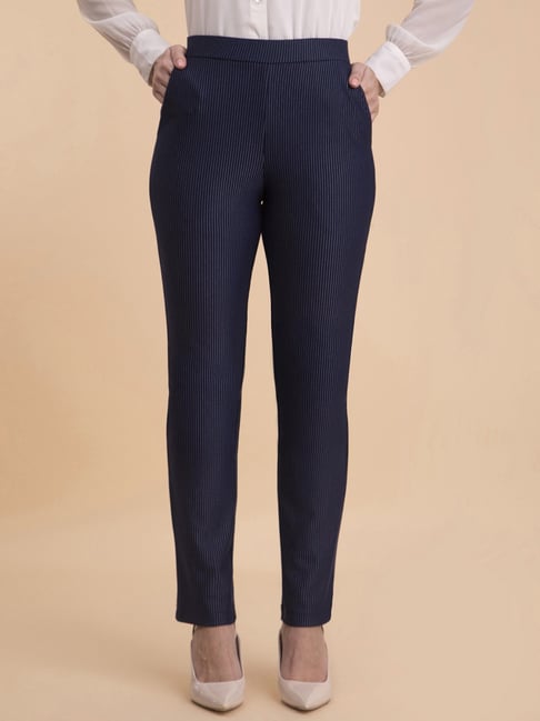 Navy blue trousers, Women's Fashion, Bottoms, Other Bottoms on Carousell