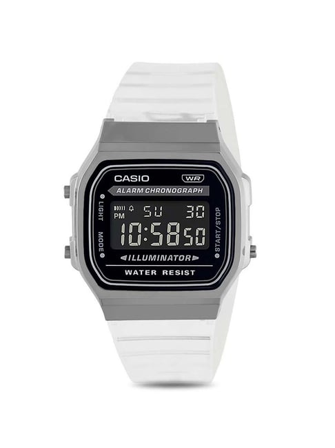 Casio Vintage A168XES-1BDF Black Digital Dial Transparent Resin Strap D306