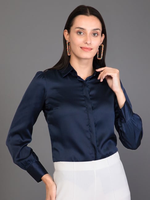 PURYS Navy Regular fit Shirt-image-10