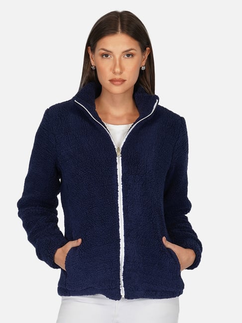 PURYS Navy High Neck Jacket-image-19
