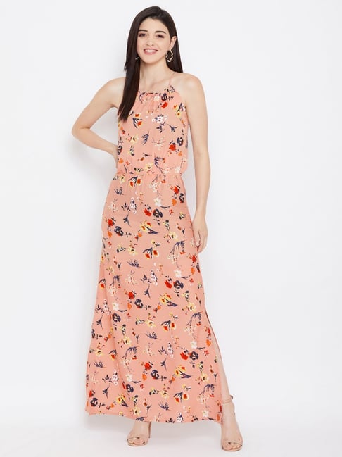 PURYS Peach Floral Print Maxi Dress-picture-47