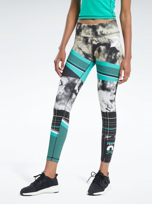 Reebok Green Printed Sports Tights-picture-48