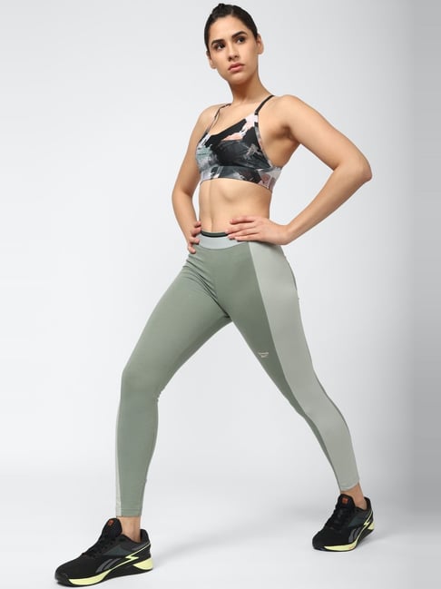 Reebok Apparel Reebok Fitness Leggings Reebok Green Cotton Color
