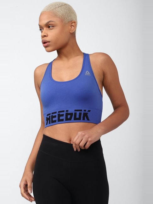 Reebok Cobalt Blue Printed Sports Bra