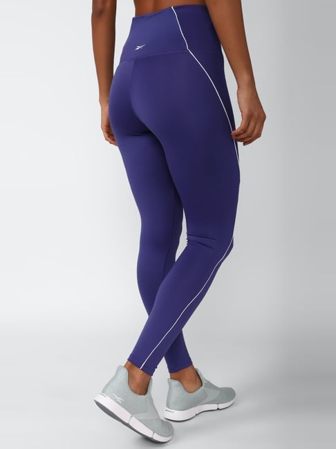 REEBOK Womens Black/purple Logo Yoga Athletic Leggings Size Medium