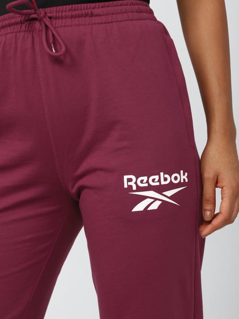 Reebok Maroon Mid Rise Sports Track Pants