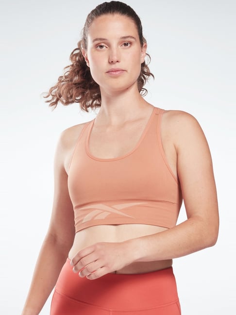 Reebok Peach Logo Print Sports Bra-picture-29