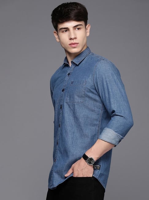 Buy Allen Solly Jeans Blue Cotton Regular Fit Striped Shirts for Mens  Online @ Tata CLiQ