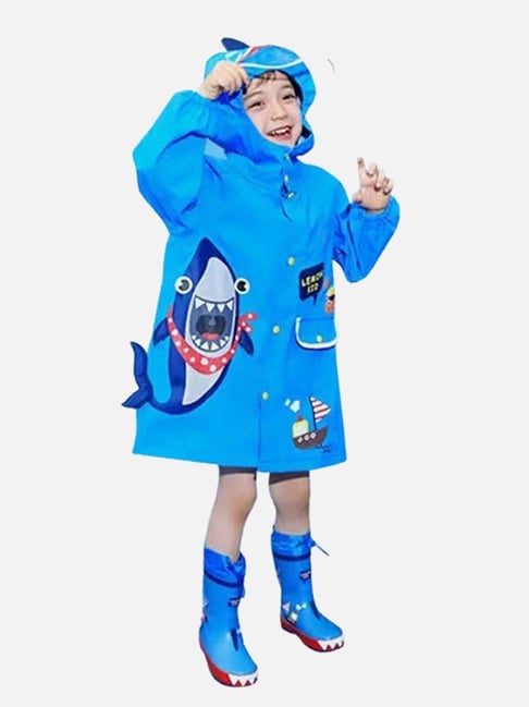 Buy Little Surprise Box Kids Blue Printed Raincoat for Boys