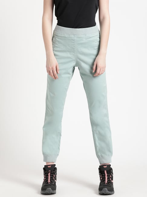 Buy Wildcraft Cotton Solid Blue Slim Fit Casual Trousers Online