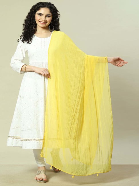 Rangriti Yellow Plain Dupatta