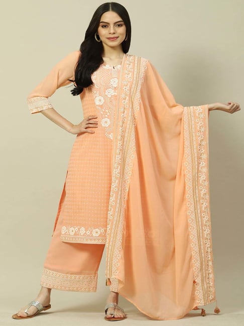 Rangriti Peach Printed Dupatta