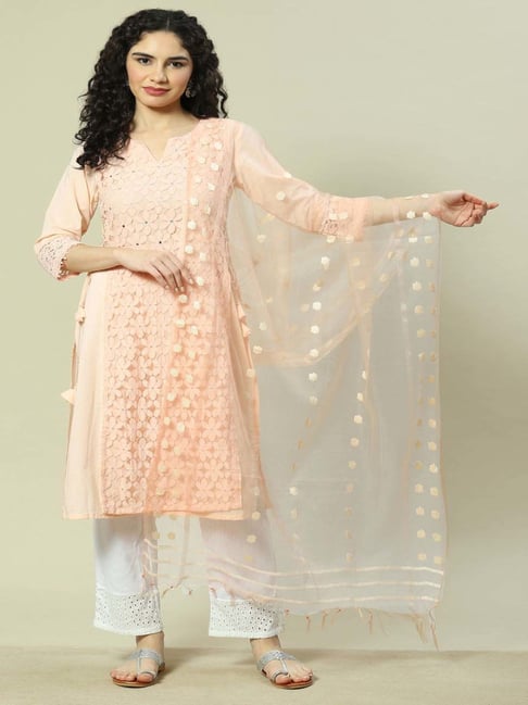 Rangriti Transparent Woven Pattern Dupatta