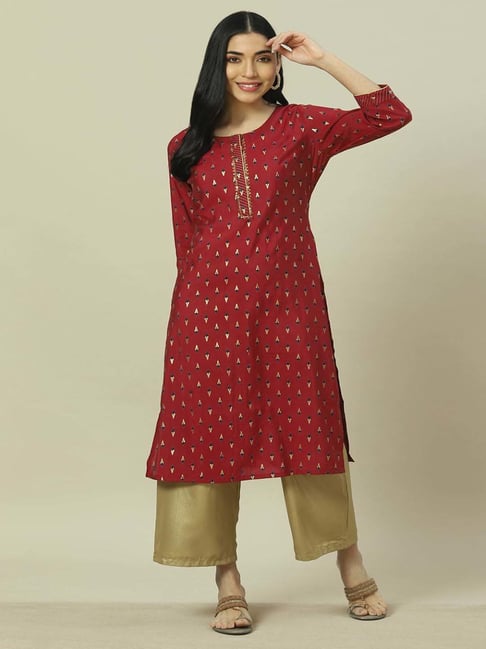 Casual Red and Maroon color Georgette fabric Kurti : 1880166