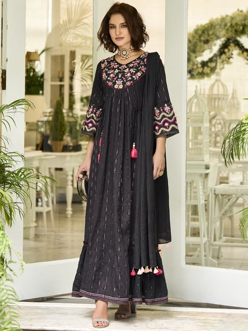 green emerald velvet dress Black cotton midi dress with embroidered floral halter bodice – DESTREE main image 0