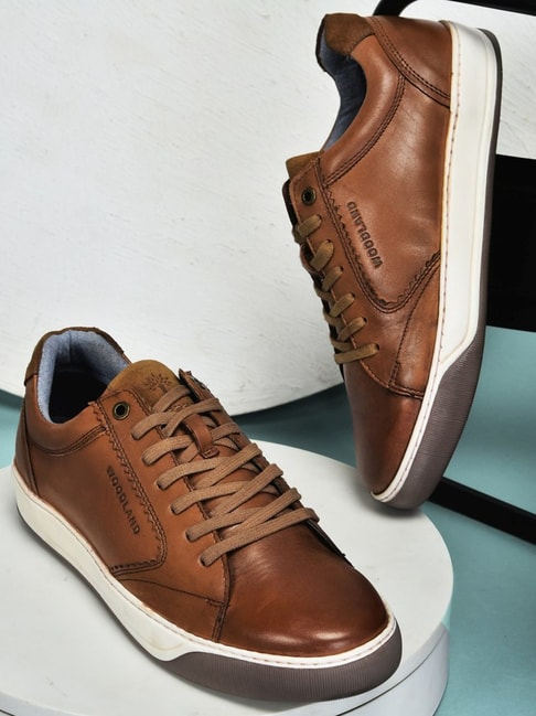 Buy online Brown Leather Lace Up Sneakers from Casual Shoes for Men by  Woodland for ₹2295 at 9% off | 2024 Limeroad.com