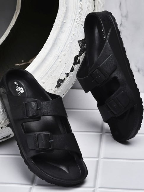 Black Woodland Shoe Type Sandals Woodland Men Black Leather