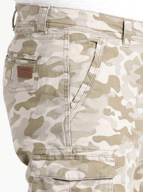 Buy Wildcraft Beige Cotton Regular Fit Camouflage Shorts for Mens